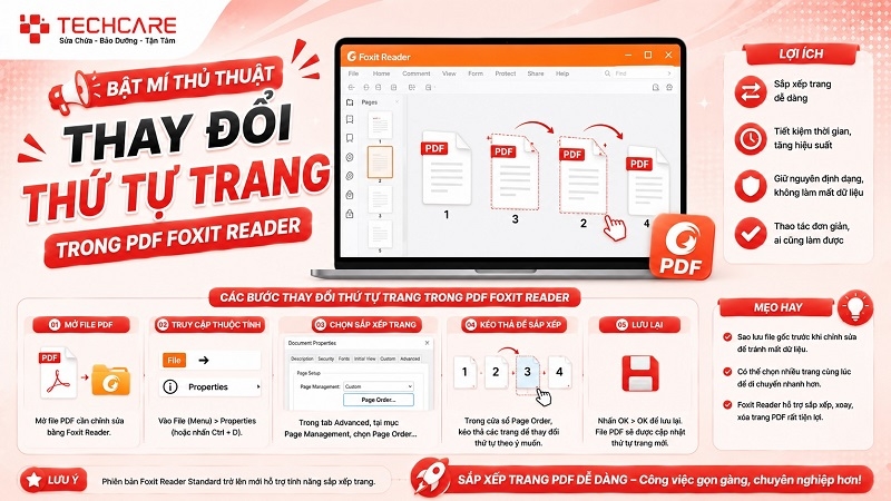 Bật mí thủ thuật thay đổi thứ tự trang trong PDF Foxit Reader