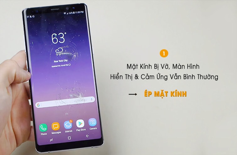 thay màn hình mặt kính samsung note 8 giá rẻ đà nẵng