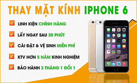 Thay mặt kính Iphone 6 chính hãng
