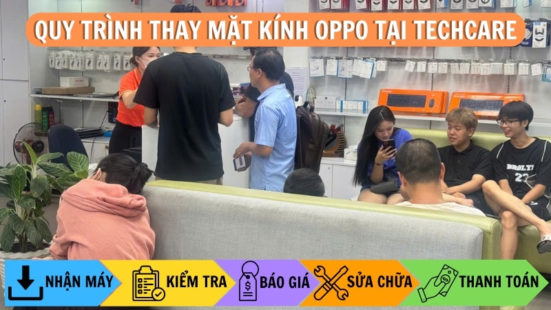 Quy trình ép mặt kính Oppo chuyên nghiệp tại Techcare