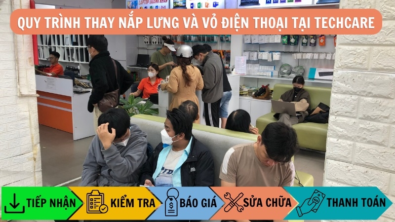 Quy trình thay nắp lưng và thay vỏ điện thoại tại Techcare