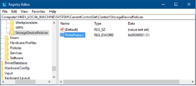 Sửa lỗi the disk is write protected usb bằng Registry