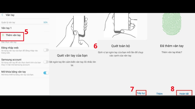 Thêm Hoặc Đổi Vân Tay