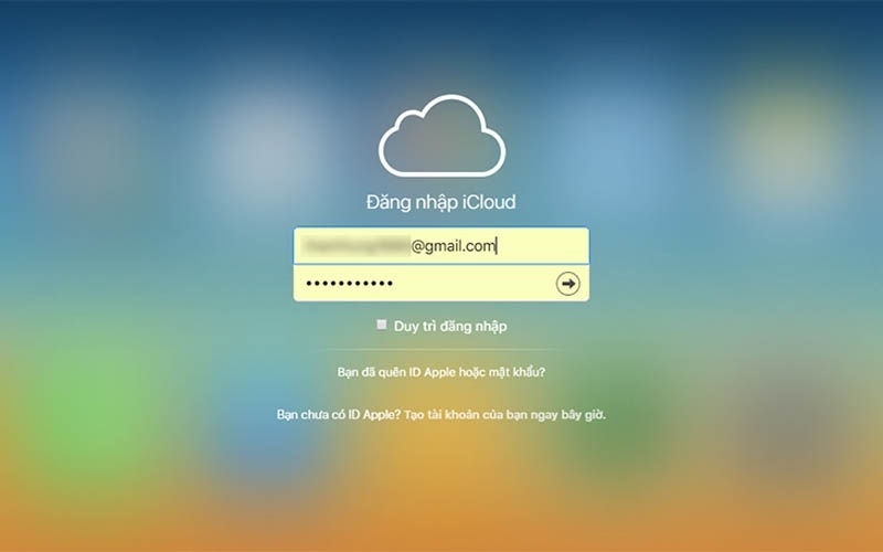 Đăng nhập tài khoản iCloud vào