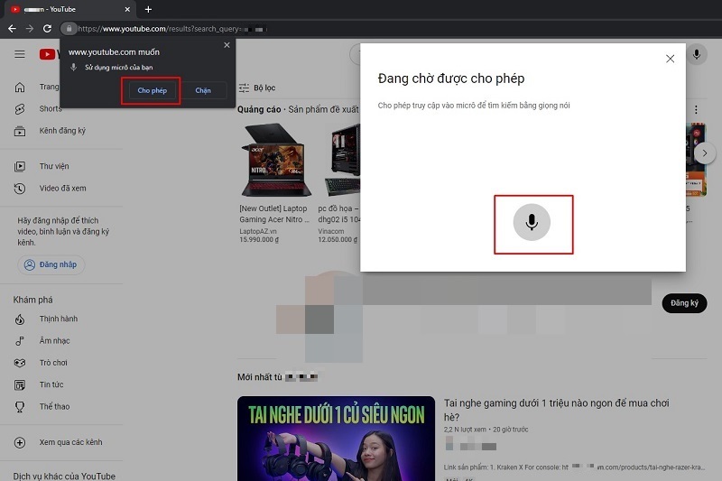 Chọn vào biểu tượng micro