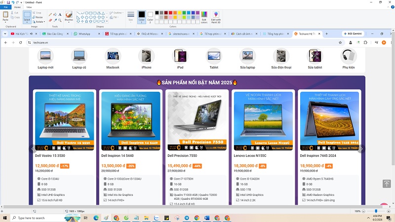 Nhấn phím Print Screen (PrtScn) – Chụp toàn bộ màn hình