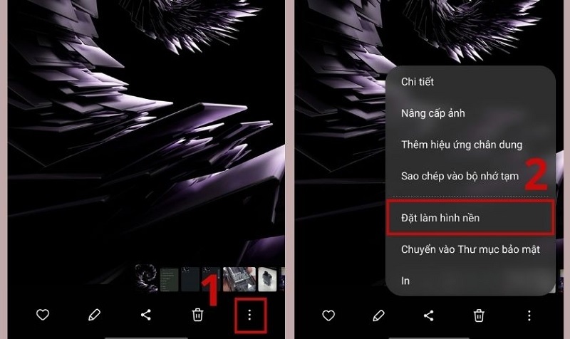 Chọn tính năng Đặt làm hình nền