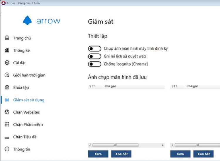 Arrow - Phần mềm theo dõi màn hình máy tính