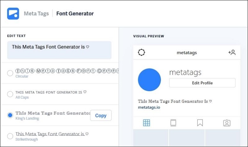 Meta Tags - kiểu chữ instagram đẹp
