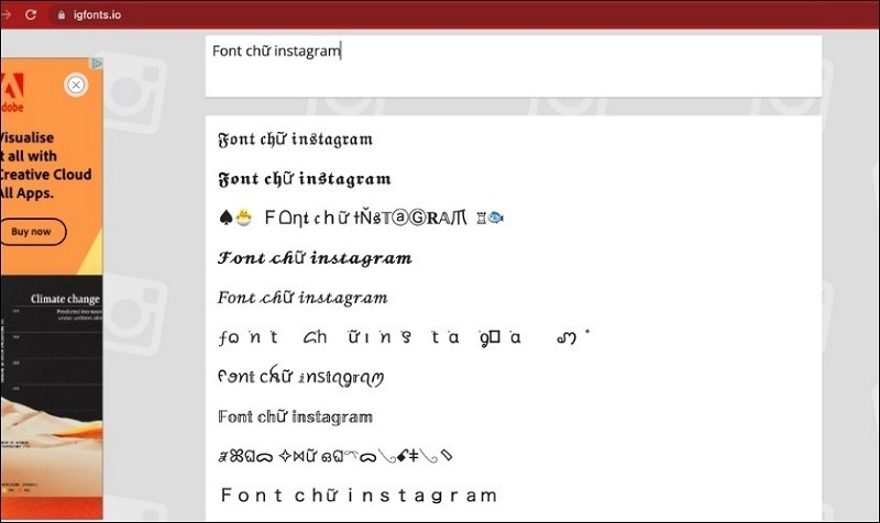 Instagram Fonts - Trang đổi font chữ instagram
