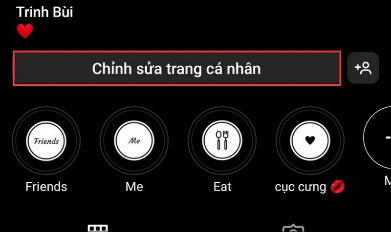 Chọn vào mục Chỉnh sửa trang cá nhân
