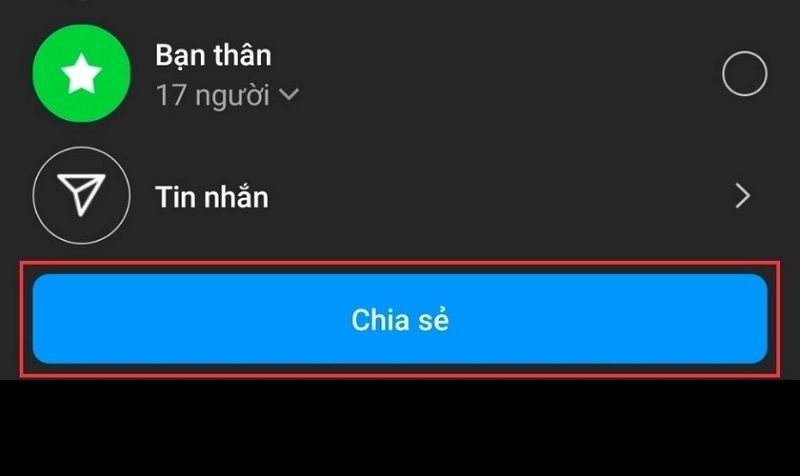 Nhấn nút Chia sẻ