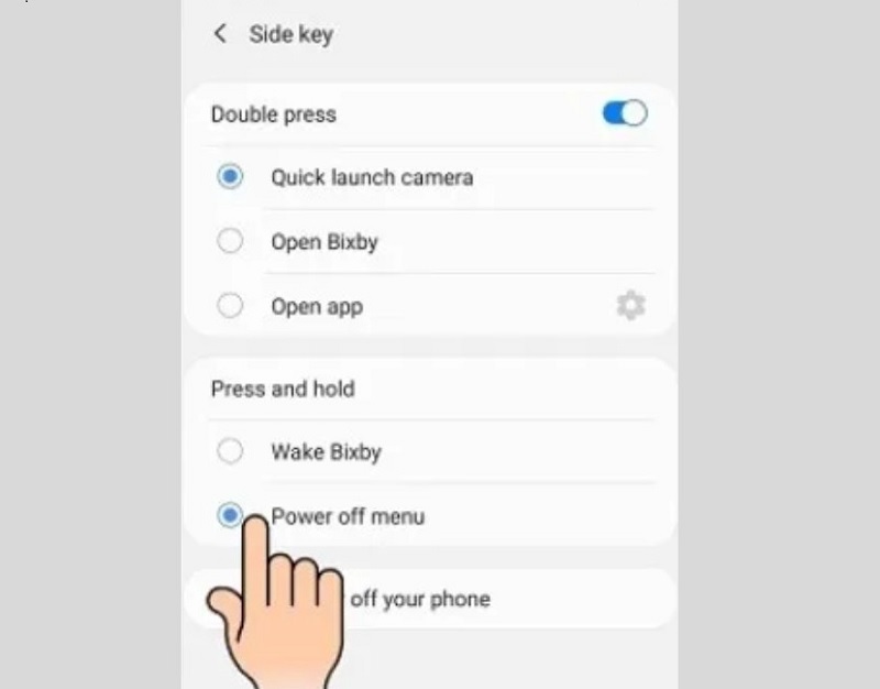 Chọn vào mục Power Off Menu
