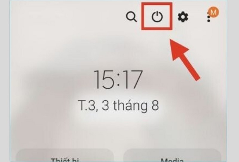 Chọn vào biểu tượng tắt nguồn