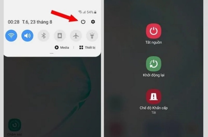Cách tắt nguồn Samsung thông qua Quick Panel