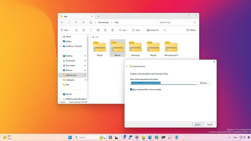 Hỗ trợ gốc RAR và 7-Zip — Không cần cài thêm phần mềm