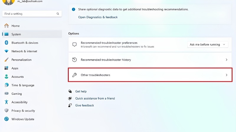 Danh sách Other troubleshooters trên Windows 11