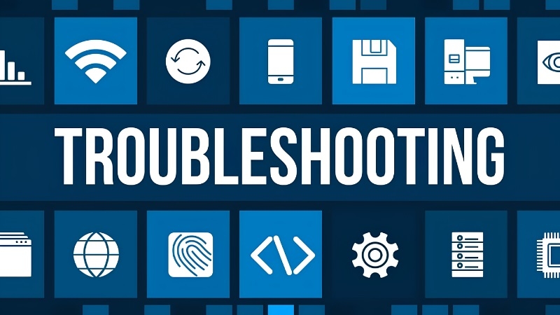 Giao diện Windows Settings với mục Troubleshoot được khoanh vùng