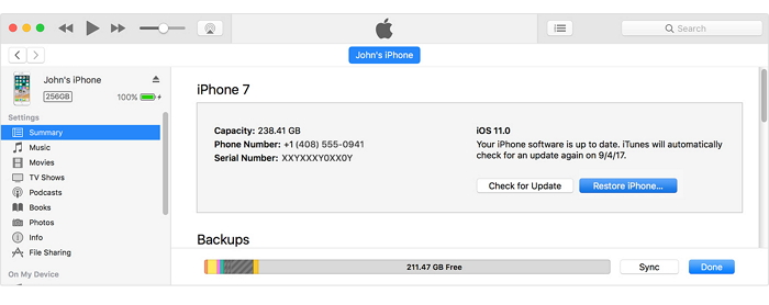 Khôi phục iPhone của bạn từ iTunes