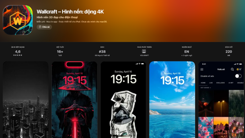 ứng dụng cài hình nền iphone -Wallcraft