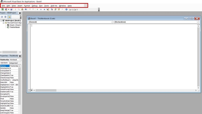 Thanh Menu trong cửa sổ VBA Excel Thanh Menu trong cửa sổ VBA Excel