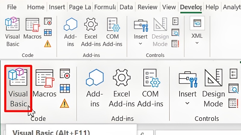Cách mở VBA Excel bằng tab Developer bước 2 Cách mở VBA Excel bằng tab Developer bước 2