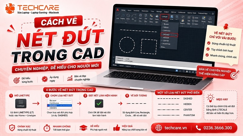 Cách vẽ nét đứt trong CAD chuyên nghiệp, dễ hiểu cho người mới