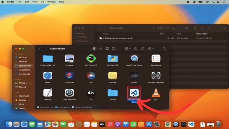Di chuyển Visual Studio Code Macbook vào thư mục Applications Di chuyển Visual Studio Code Macbook vào thư mục Applications