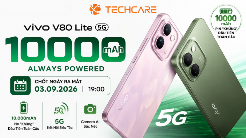 Vivo V80 Lite 5G Chốt Ngày Ra Mắt 3/9: Pin Khủng 10.000mAh Đầu Tiên Ra Toàn Cầu