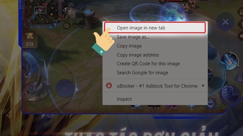 Chọn mục Open image in new tab
