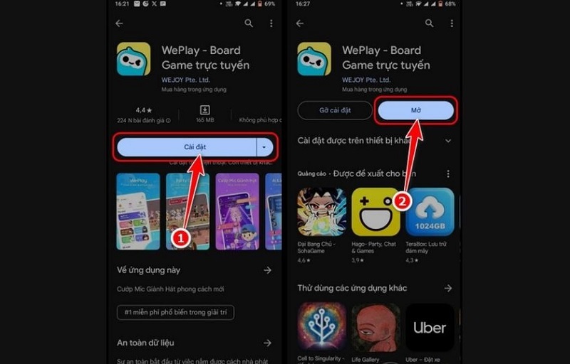 Nhấn vào nút Mở