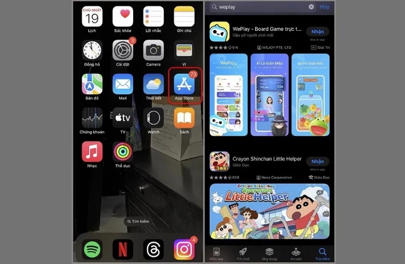 Nhấn vào nút Nhận