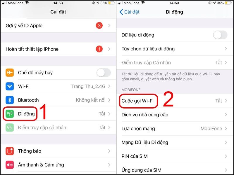 Chọn Cuộc gọi Wi-Fi