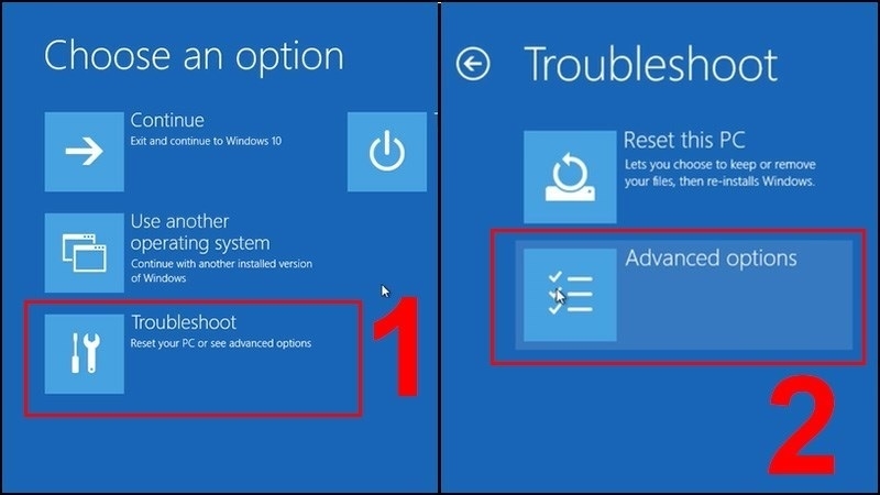 Chọn Advanced Options