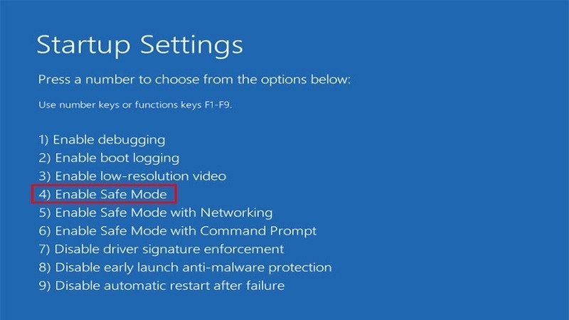 Chọn Enable Safe Mode để vào chế độ Safe Mode