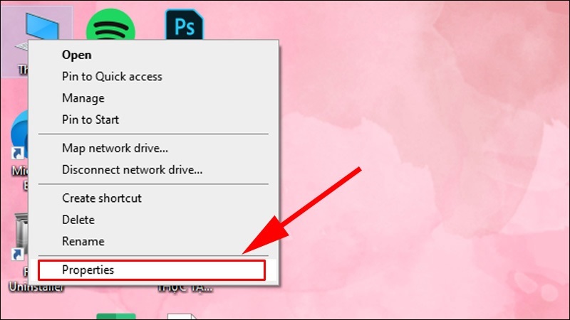 Nhấn vào Properties