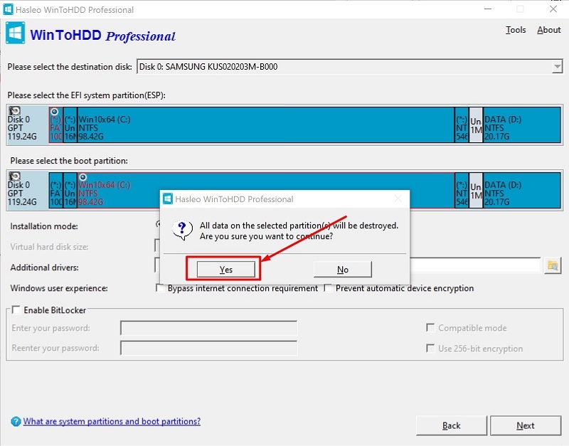 Hướng dẫn cài Windows bằng WinToHDD không cần USB bước 5 Hướng dẫn cài Windows bằng WinToHDD không cần USB bước 5