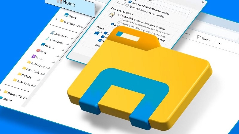 Giao diện Windows Explorer với chú thích từng thành phần