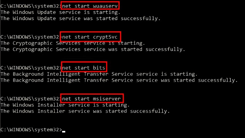 Làm mới cache Windows Update và quét file hệ thống bước 4 Làm mới cache Windows Update và quét file hệ thống bước 4
