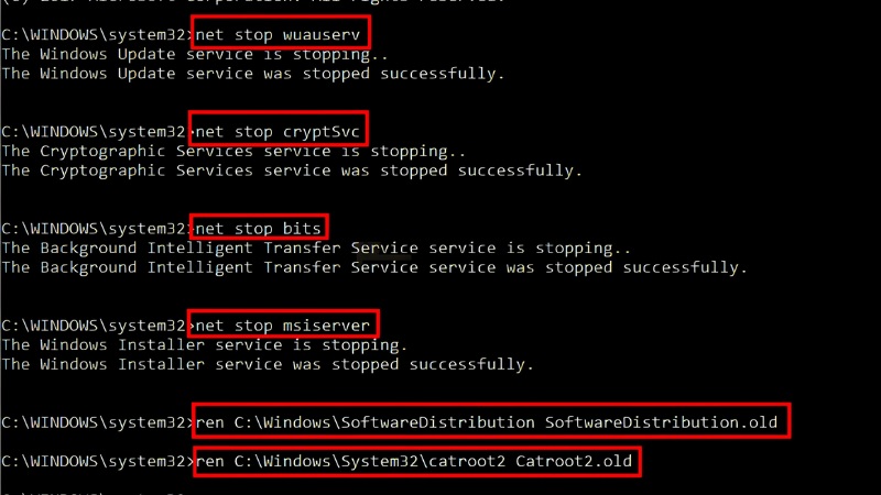 Làm mới cache Windows Update và quét file hệ thống bước 2 Làm mới cache Windows Update và quét file hệ thống bước 2