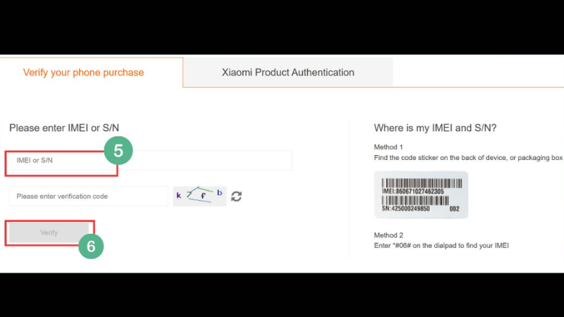 Xác thực trên trang chính thức của Xiaomi