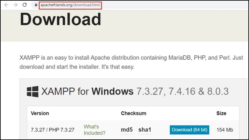 Download XAMPP về máy tính