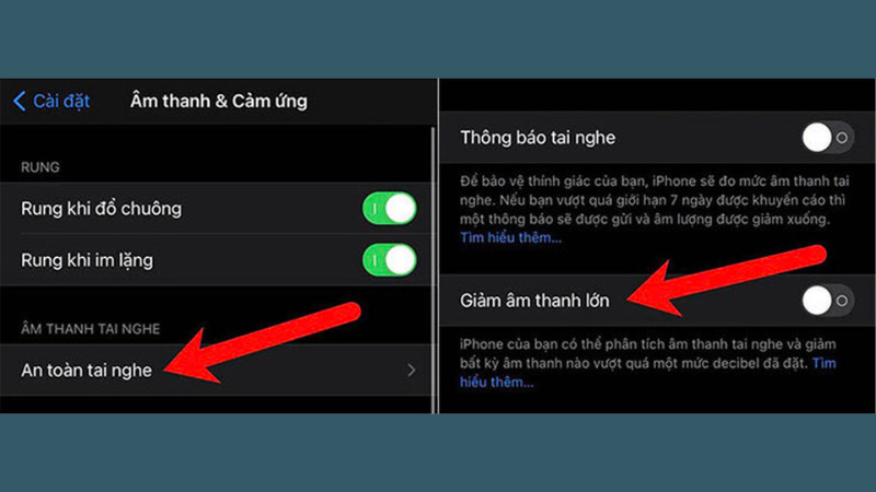 Xem lại An toàn tai nghe và Giảm âm thanh lớn