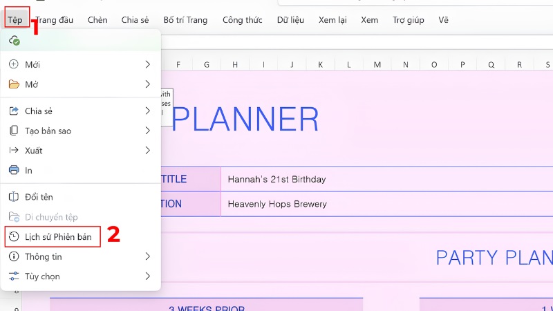 Cách xem lịch sử chỉnh sửa file Excel