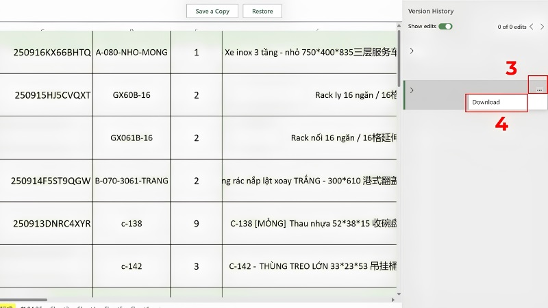 Cách xem lịch sử chỉnh sửa file Excel