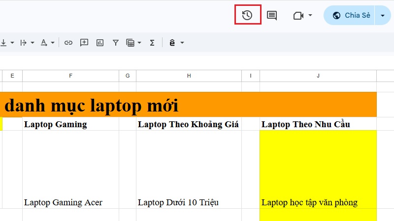 Cách mở lịch sử chỉnh sửa chi tiết từng phiên bản