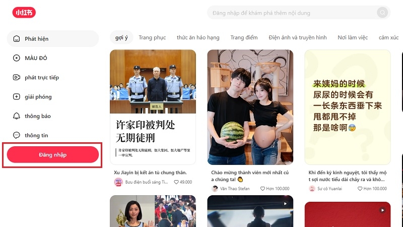 Bấm vào nút Đăng nhập