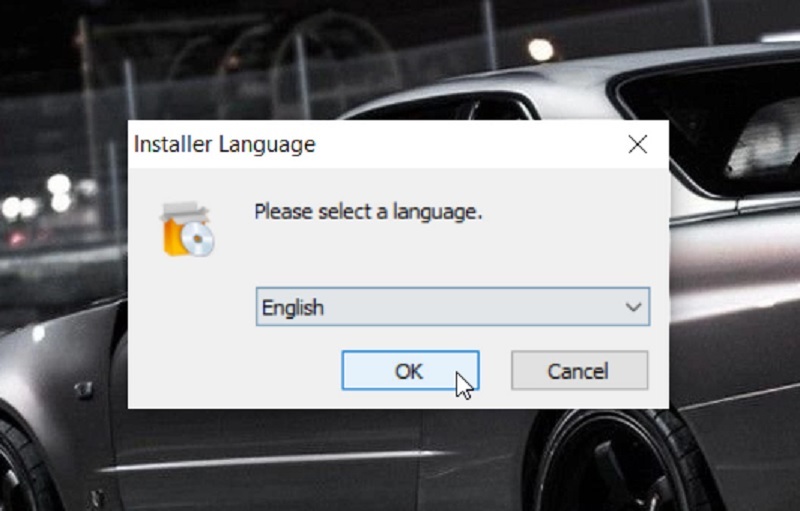 Chọn ngôn ngữ English và nhấn vào OK