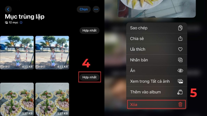 Xoá ảnh trùng lặp trên iphone