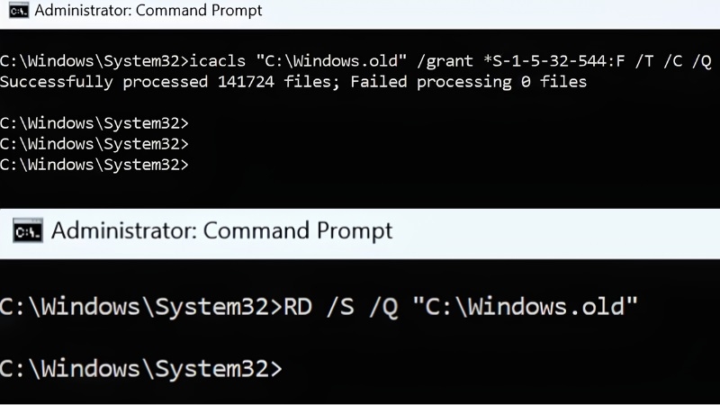 Dùng Command Prompt để xóa thư mục Windows.old trong Win 11 bước 2 Dùng Command Prompt để xóa thư mục Windows.old trong Win 11 bước 2